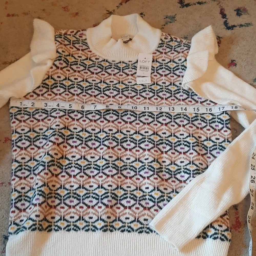 Loft Geometric Print Colorful Sweater Small - Picture 3 of 4